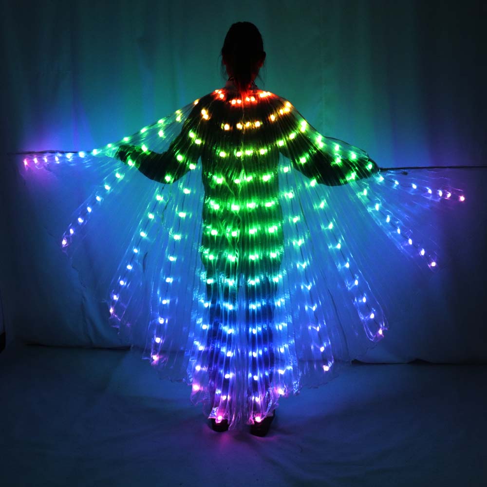 LED Isis Flügel, LED Flügel für Erwachsene, LED-Schmetterlingsflügel,360  Grad leuchtendes Bauchtanz-Kostüm, LED Bauchtanzflügel mit Teleskopstäben  für
