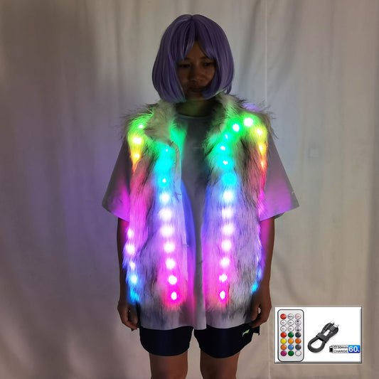 LED Luminous Faux Fur Coat – Remote Control Light Up Jacket - Temlaser.net