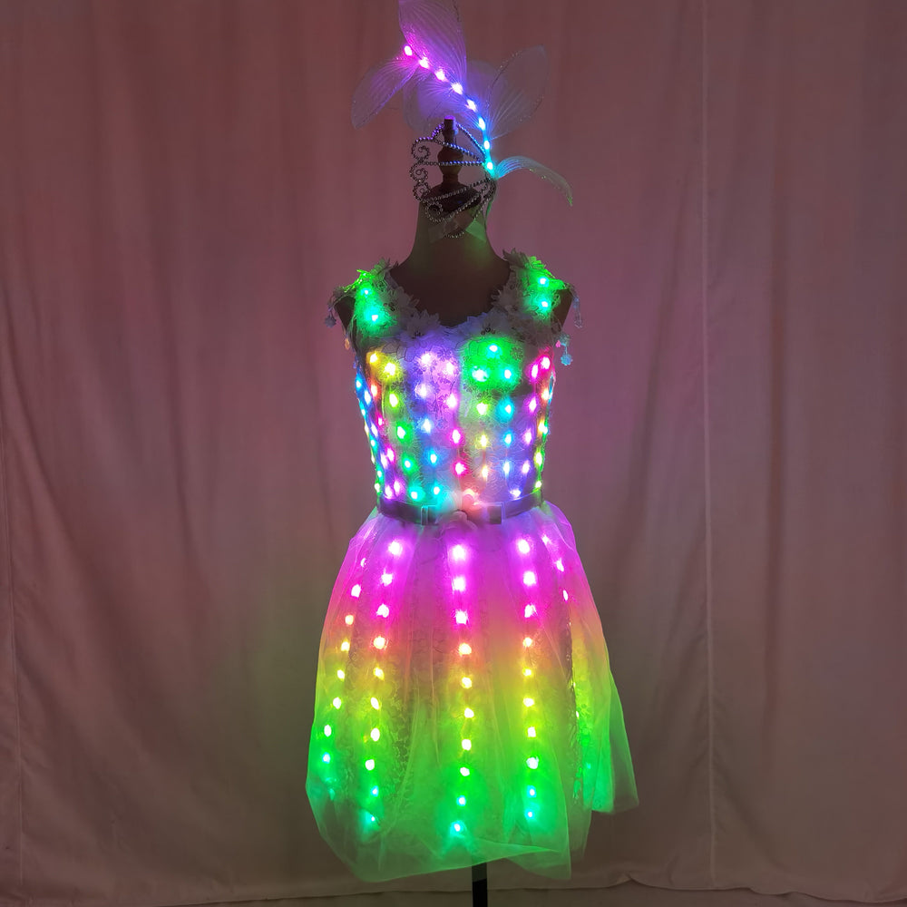 Ropa luminosa iluminada, traje con LED, tutú de Ballet, vestidos Led, ropa de escenario para bailarina o cantante, ropa para bailar, faldas, fiesta de boda 
