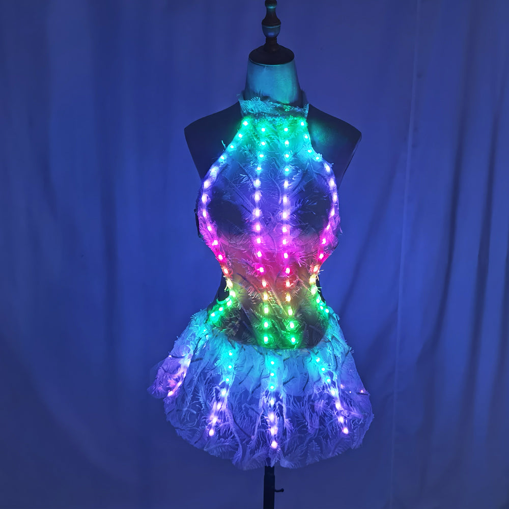 Bright LED Light Bikini Skirt - Glowing Clubwear for Gogo Dance & Nightclub Party - Temlaser.net