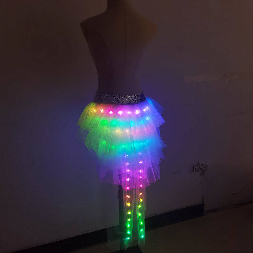 Moda baile LED tutu falda hasta neón fantasía arco iris Mini tutu fancy traje adulto falda de luz TFS corset tutón skirtr