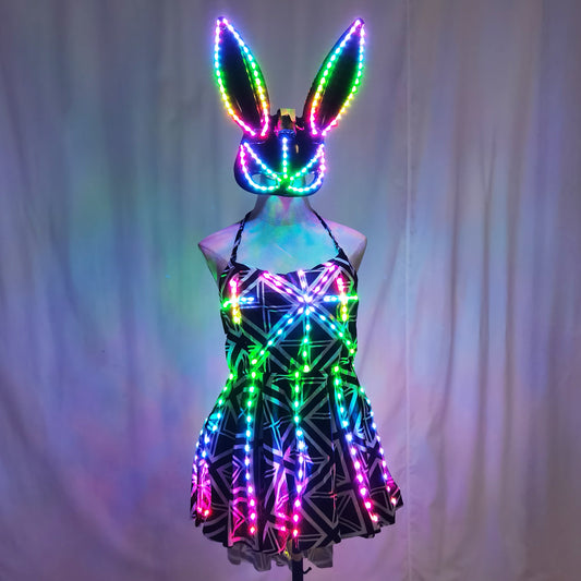 Women LED Belly Dance Skirt - Glowing Split Design for Training & Show - Temlaser.net