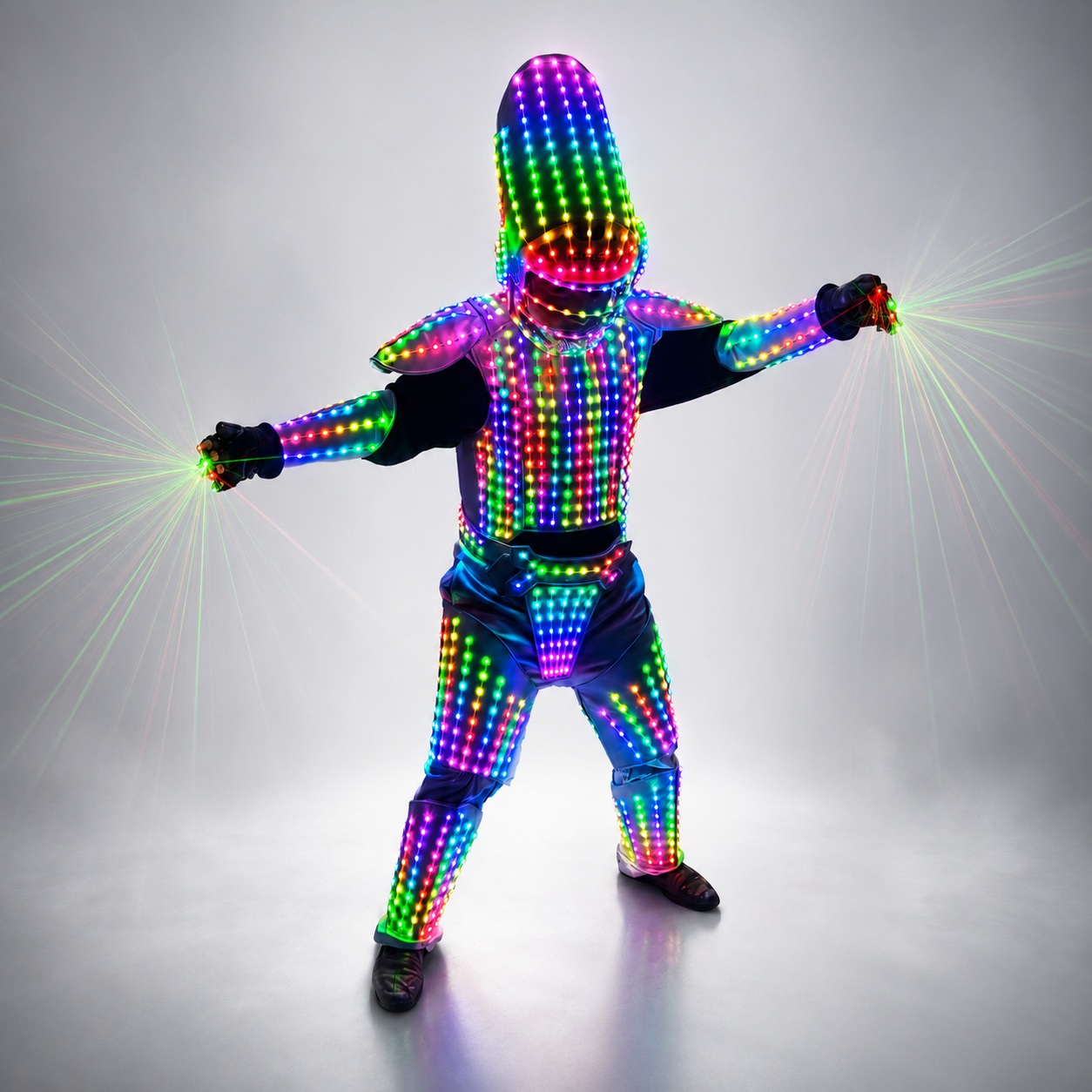 Pixel LED Lights Jacket Coat Stage Dance Costume Tron RGB Light Up Stage Suit Robot Outfit Group Dance Performance