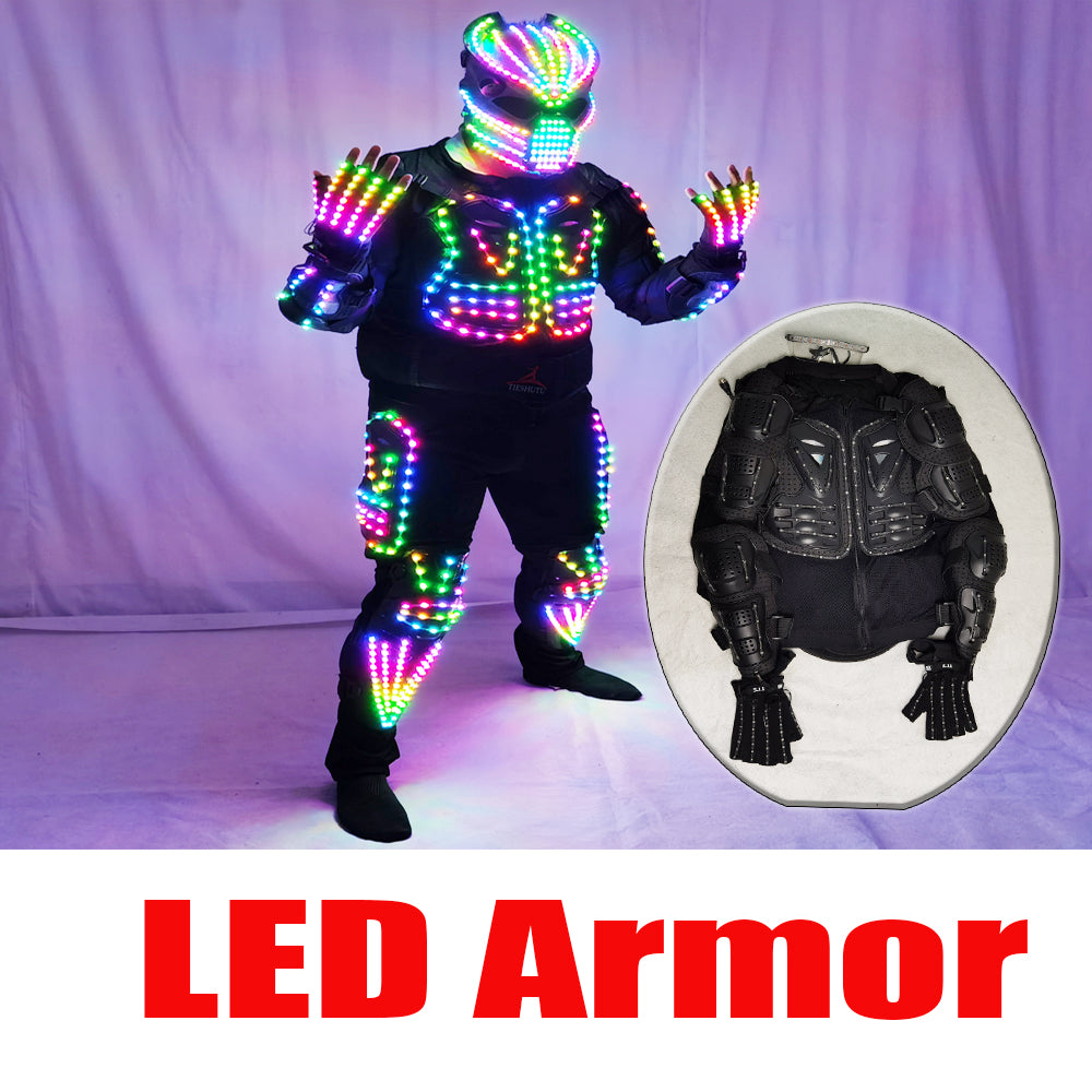 Glowing LED Armor Jacket – Digital Luminous Performance Costume for Events - Temlaser.net