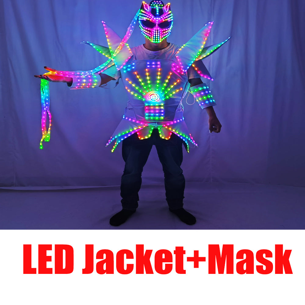 Woman Led Costume Ladies Light Up Dance Dress Female Jacket Christmas Performance Party Nightclub Entertainment