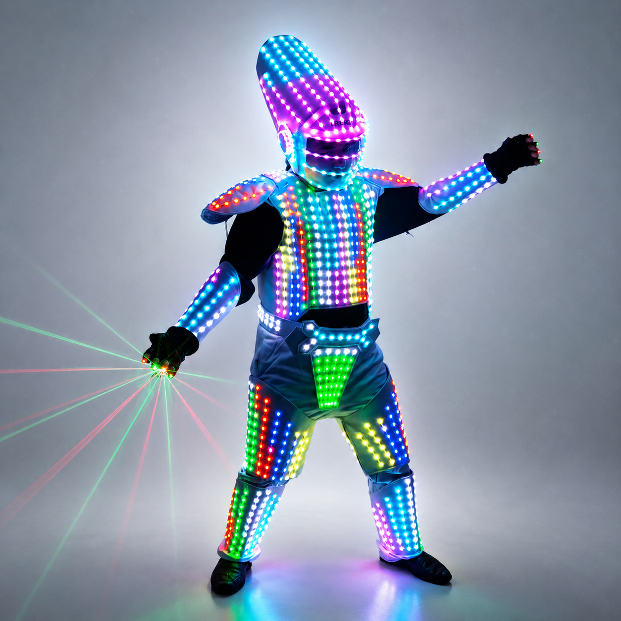 Pixel LED Lights Jacket Coat Stage Dance Costume Tron RGB Light Up Stage Suit Robot Outfit Group Dance Performance