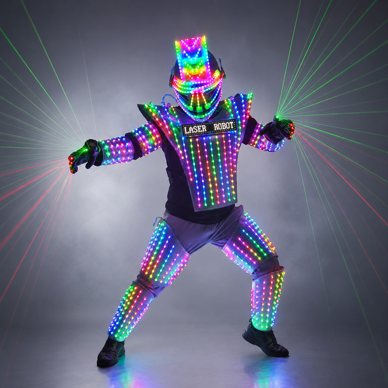 Traje de Robot LED a todo Color, disfraz de láser verde, chaqueta láser, modelo de expositor de vestido, ropa para DJ Bar Performance