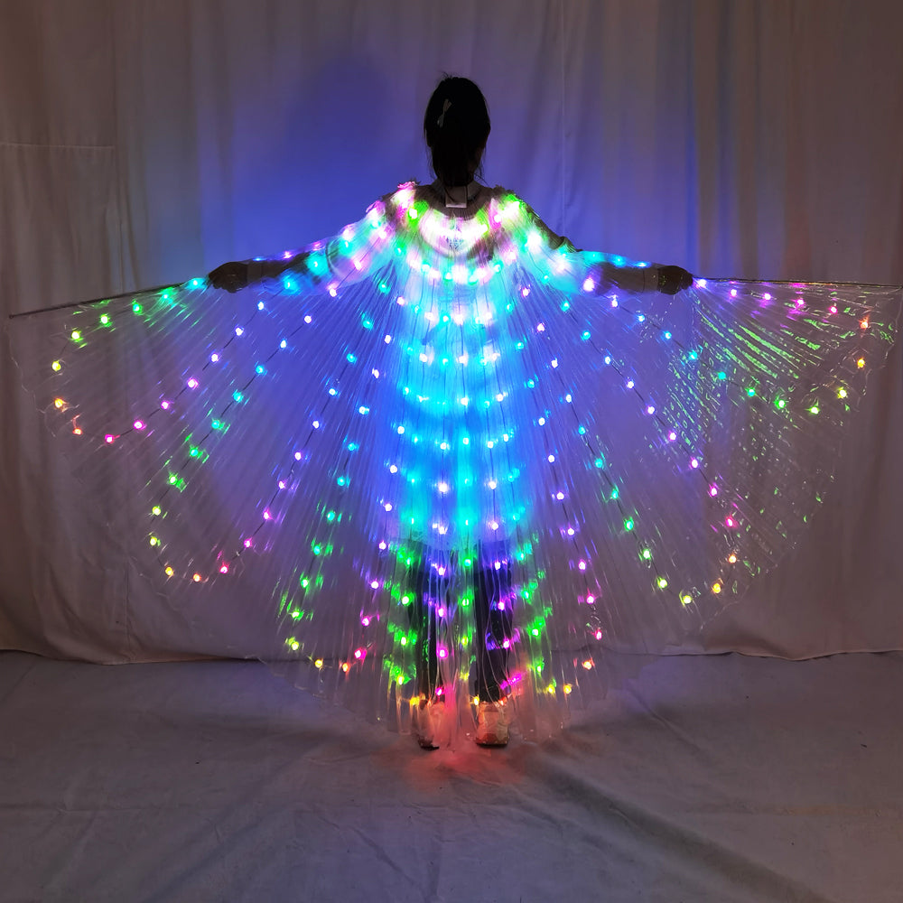 Colorful LED Belly Dance Wings – Popular Glowing Dance Prop with Control Stick - Temlaser.net