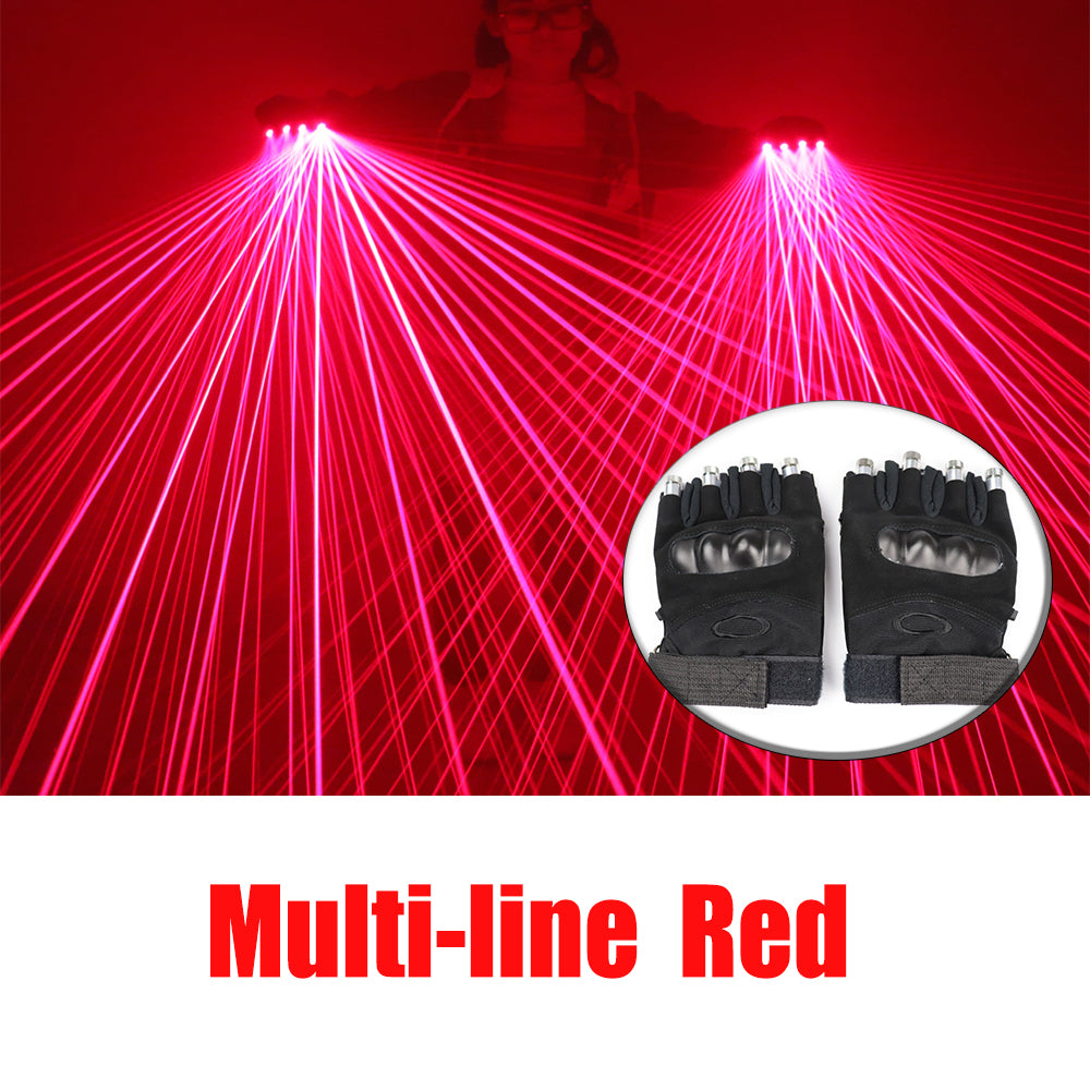2 In 1 Multi-line Red Laser Gloves with 4pcs Laser Disco LED Laser Gloves for LED Luminous Laser Show
