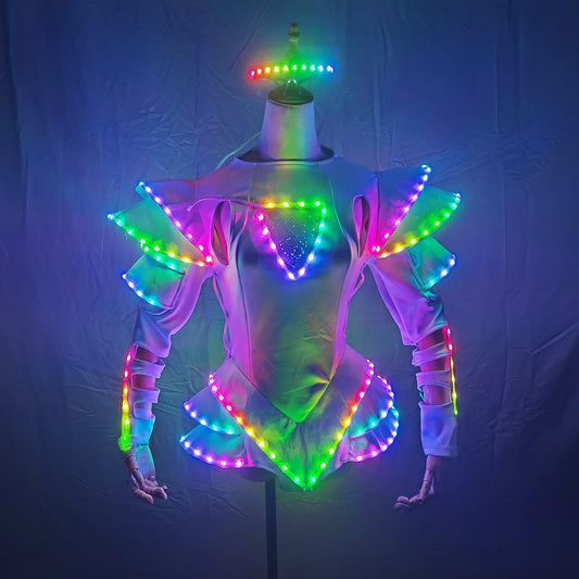 LED Guerrier Femme Costumes Costume Lumineux Costumes Vêtements Légers pour les Femmes Danse de Salon Robe Rougeoyante Chine Dames Accessoires