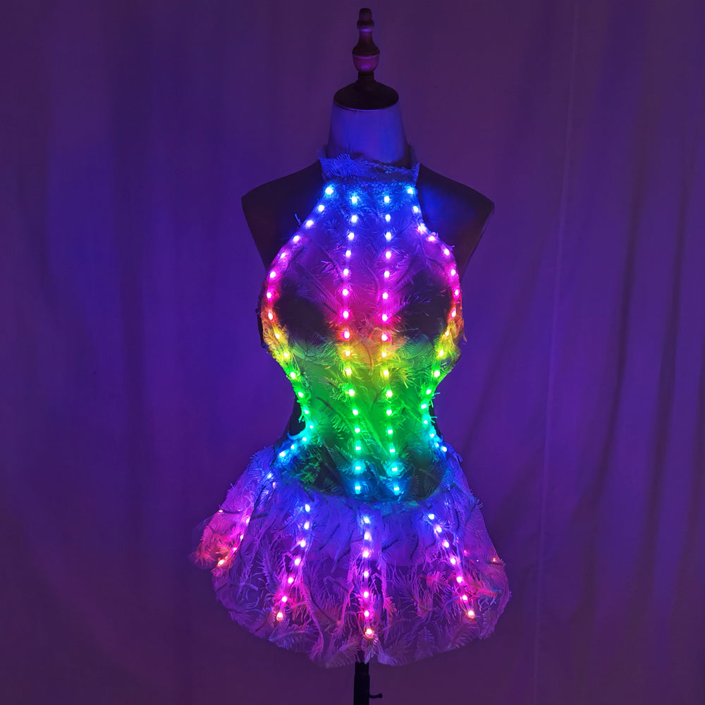 Bright LED Light Bikini Skirt - Glowing Clubwear for Gogo Dance & Nightclub Party - Temlaser.net