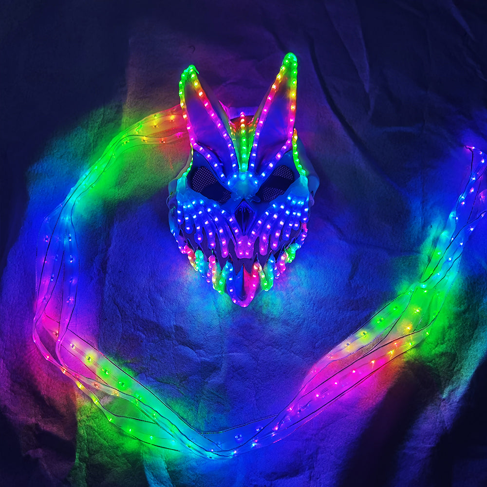 LED Rabbit Bear Mask with Remote Color Change Halloween Horror Bunny Mask - Temlaser.net