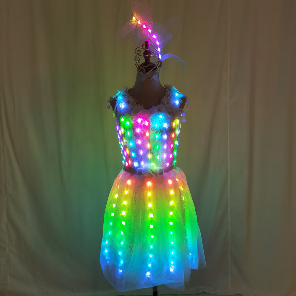Ropa luminosa iluminada, traje con LED, tutú de Ballet, vestidos Led, ropa de escenario para bailarina o cantante, ropa para bailar, faldas, fiesta de boda 