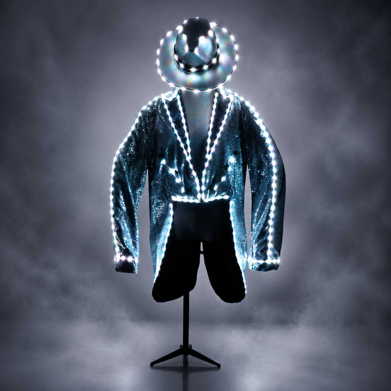 LED Swallowtail Tuxedo Luminous Glowing Outfit Men Stage Dance Show Clothing