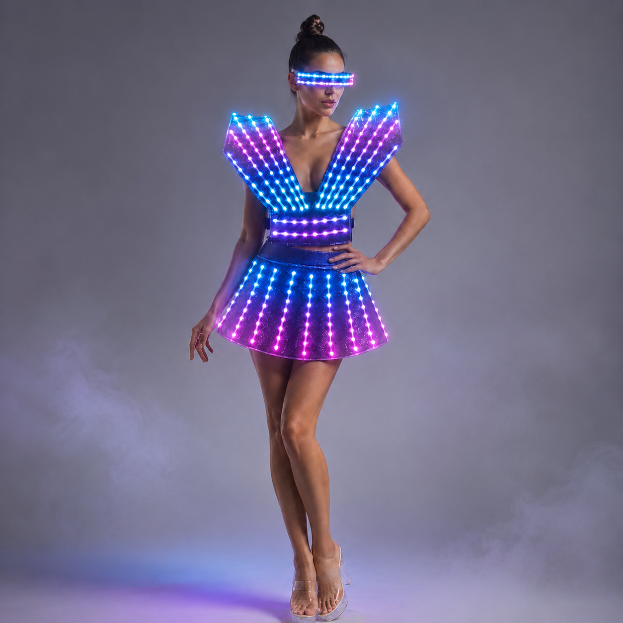 Women LED Dance Dress - Colorful Light Up Costume for Performance & Celebration