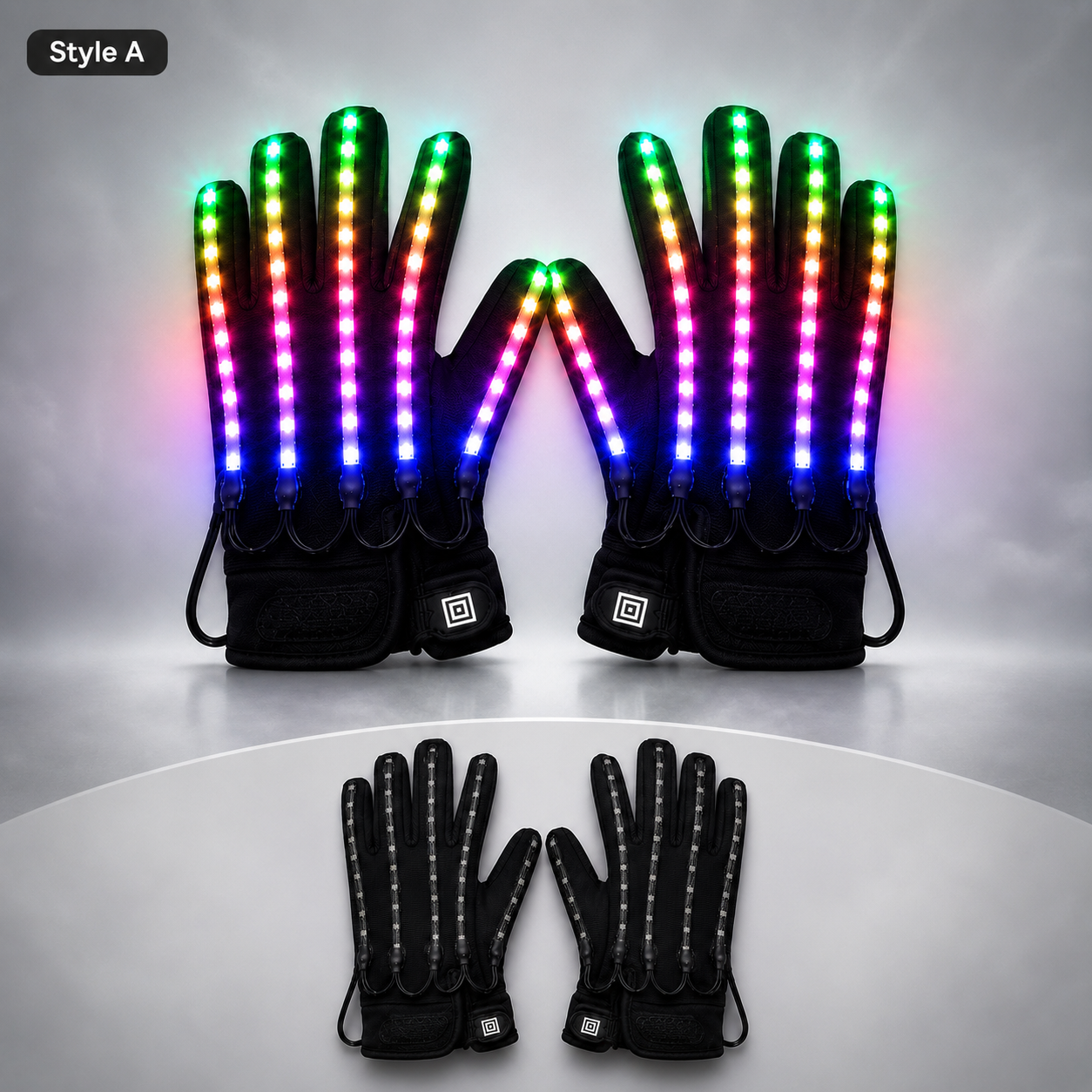 Guantes intermitentes que brillan en modo 360, rayo de luz LED, manopla con iluminación para los dedos, guante brillante, gafas, disfraz brillante para escenario 