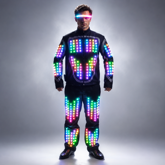 Full Color Flashing LED Robot Costume | Luminous Dance Wear for Bar & Party