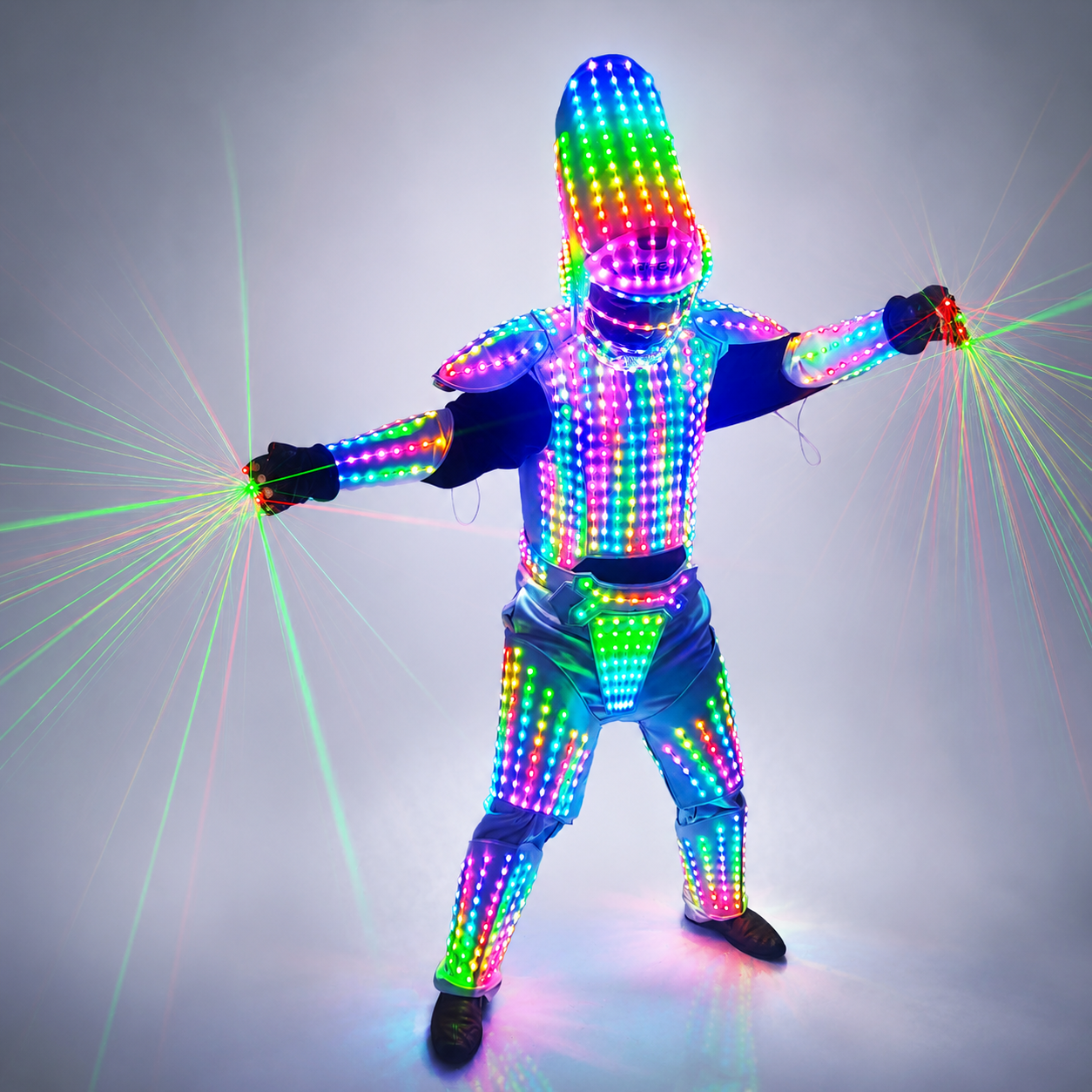 Pixel LED Lights Jacket Coat Stage Dance Costume Tron RGB Light Up Stage Suit Robot Outfit Group Dance Performance