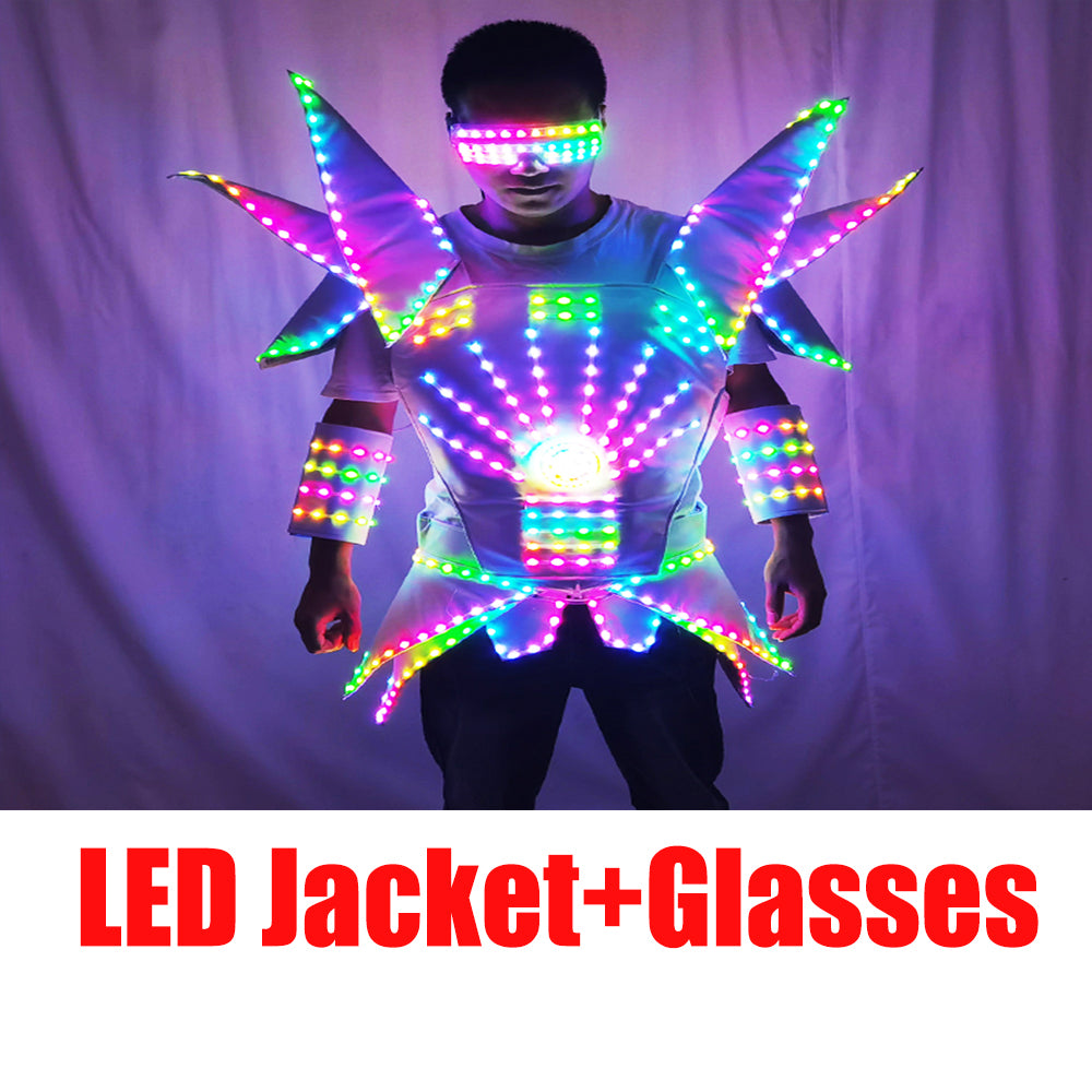 Woman Led Costume Ladies Light Up Dance Dress Female Jacket Christmas Performance Party Nightclub Entertainment