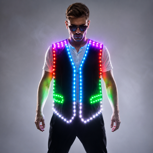 Colorido Led Luminoso chaleco salón de baile traje chaqueta DJ cantante cantante intérprete stage wear waiter ropa