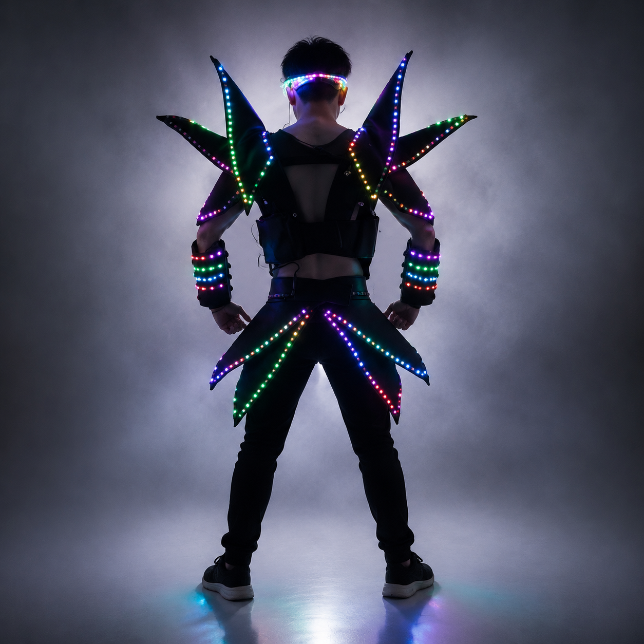 LED Robot Display Costumes Party Performance Wears Armor Suit Colorful Light Mirror Clothe Club Show Outfits Helmets Disco