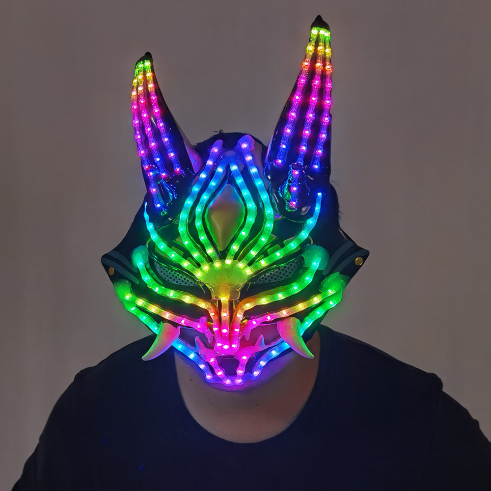 Future Tech LED Helmet Cat Woman Black Panther Mask LED Robot Performance Costume - Temlaser.net