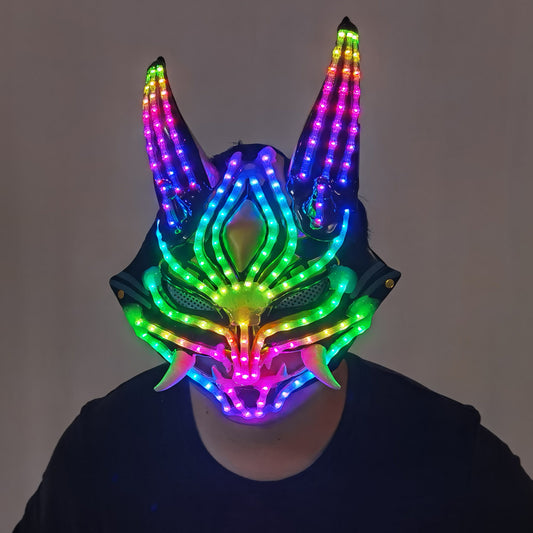 Future Tech LED Helmet Cat Woman Black Panther Mask LED Robot Performance Costume - Temlaser.net