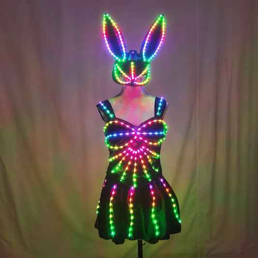 LED Bikini Nightclub Gogo Costume – Light Up Outfit for Lead Dancer & Group Dan - Temlaser.net