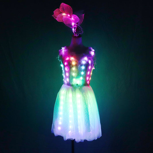 Light Up Luminous Clothes LED Costume Ballet Tutu Led Dresses  Singer Dancer Stage Wear Outfi For Dancing Skirts Wedding Party