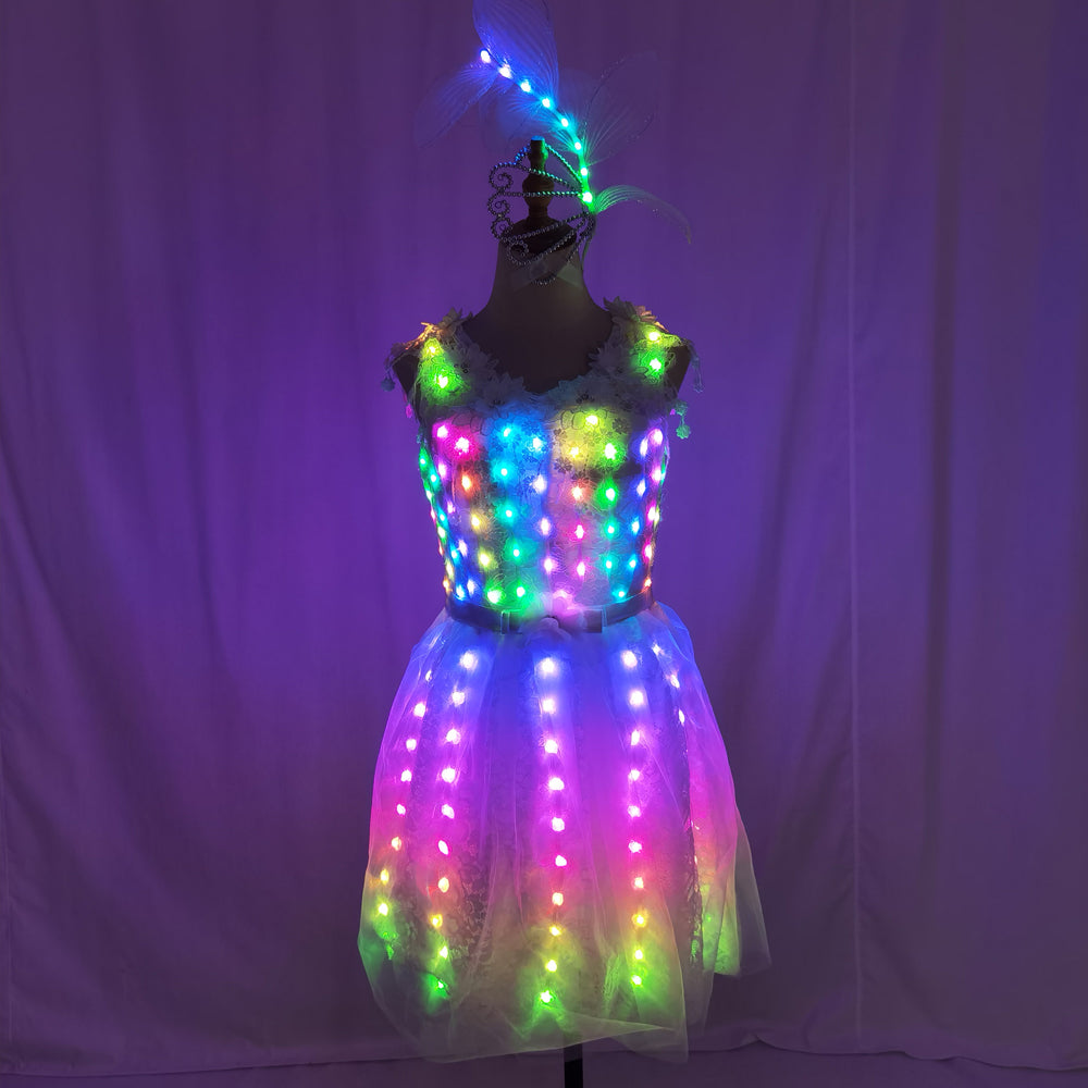 Ropa luminosa iluminada, traje con LED, tutú de Ballet, vestidos Led, ropa de escenario para bailarina o cantante, ropa para bailar, faldas, fiesta de boda 