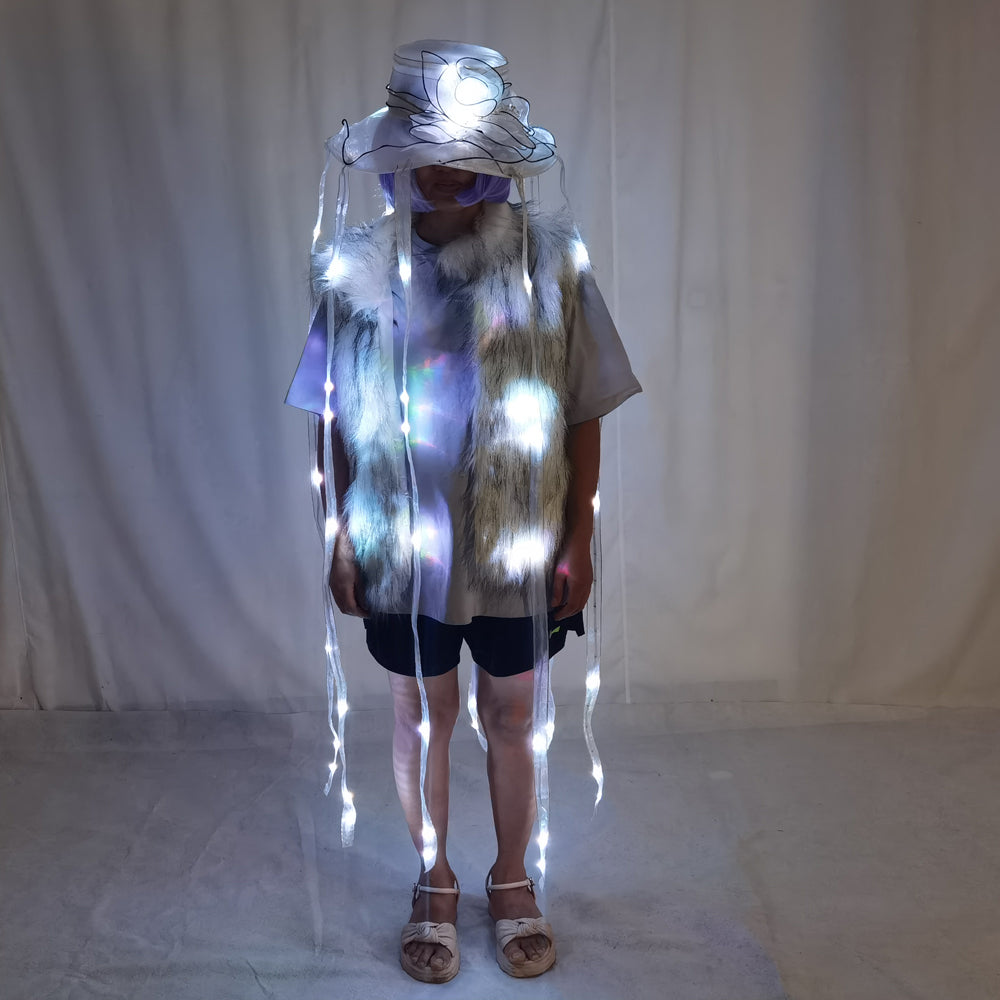 LED Jellyfish Hat Full Color Luminous Headwear Glowing Party Props - Temlaser.net