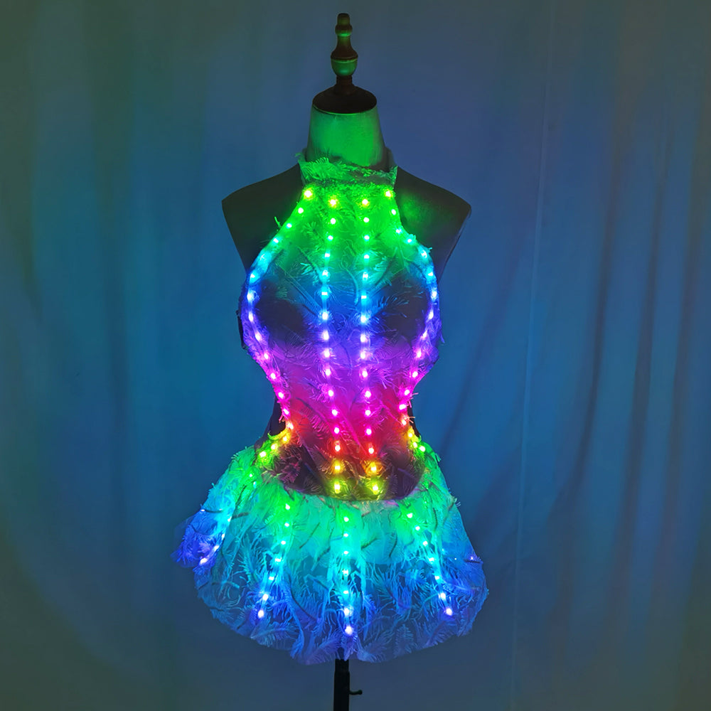 Bright LED Light Bikini Skirt - Glowing Clubwear for Gogo Dance & Nightclub Party - Temlaser.net