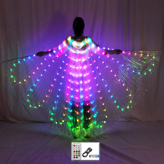 Colorful LED Belly Dance Wings – Popular Glowing Dance Prop with Control Stick - Temlaser.net