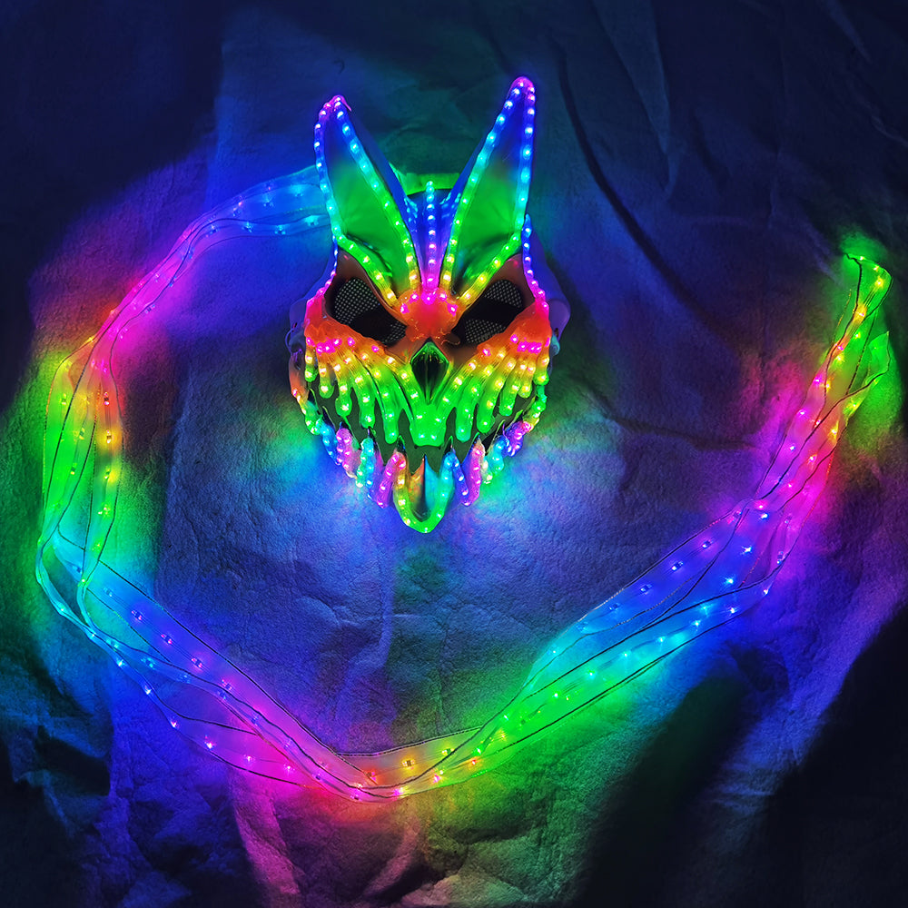 LED Rabbit Bear Mask with Remote Color Change Halloween Horror Bunny Mask - Temlaser.net