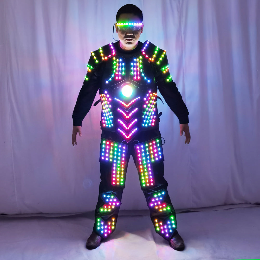 Luminous LED Armor Suit - Light Up Glowing Jacket for Professional Performances