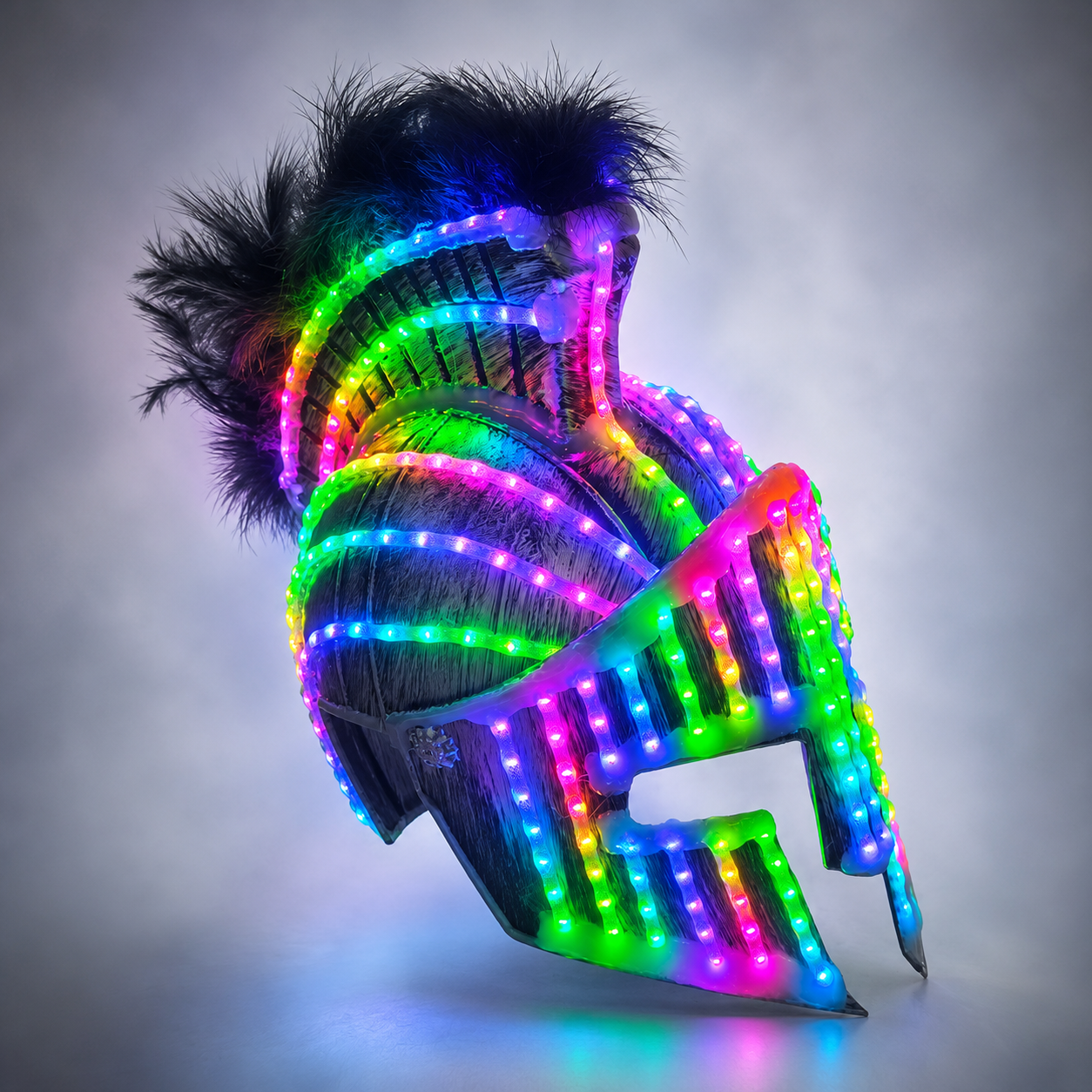 LED Medieval Knight Gladiator Helmet Spartan Mask Roman Warrior Greek Costume Helmet Glowing Robot Suit Party Costume