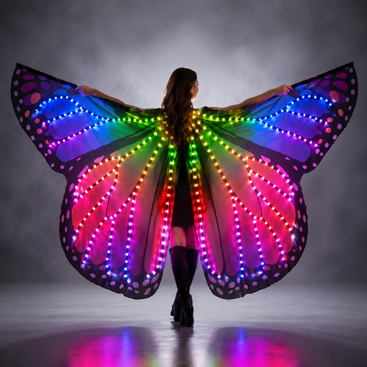 Belly Dance Wing Butterfly Halloween Full Colour Pixel Smart LED Wings Girls Dance Mantak Accessori Puntelli Stage