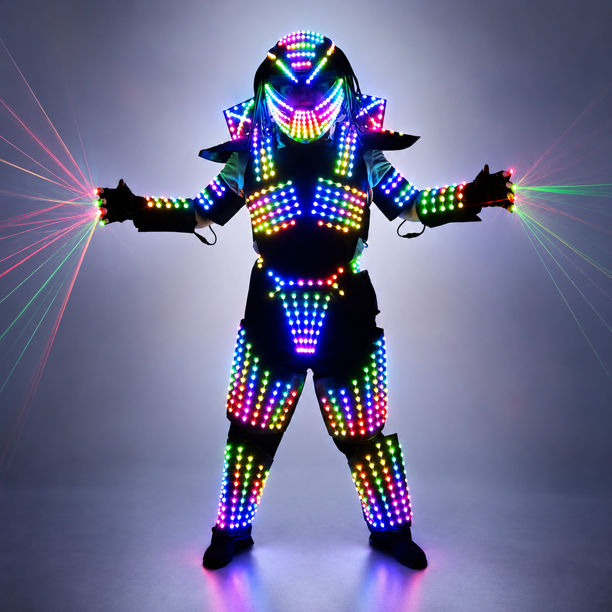 Full Color LED Iron Soldier Robot Suit | Laser Predator Cosplay Costume for Stage Dancer Nightclub Shows
