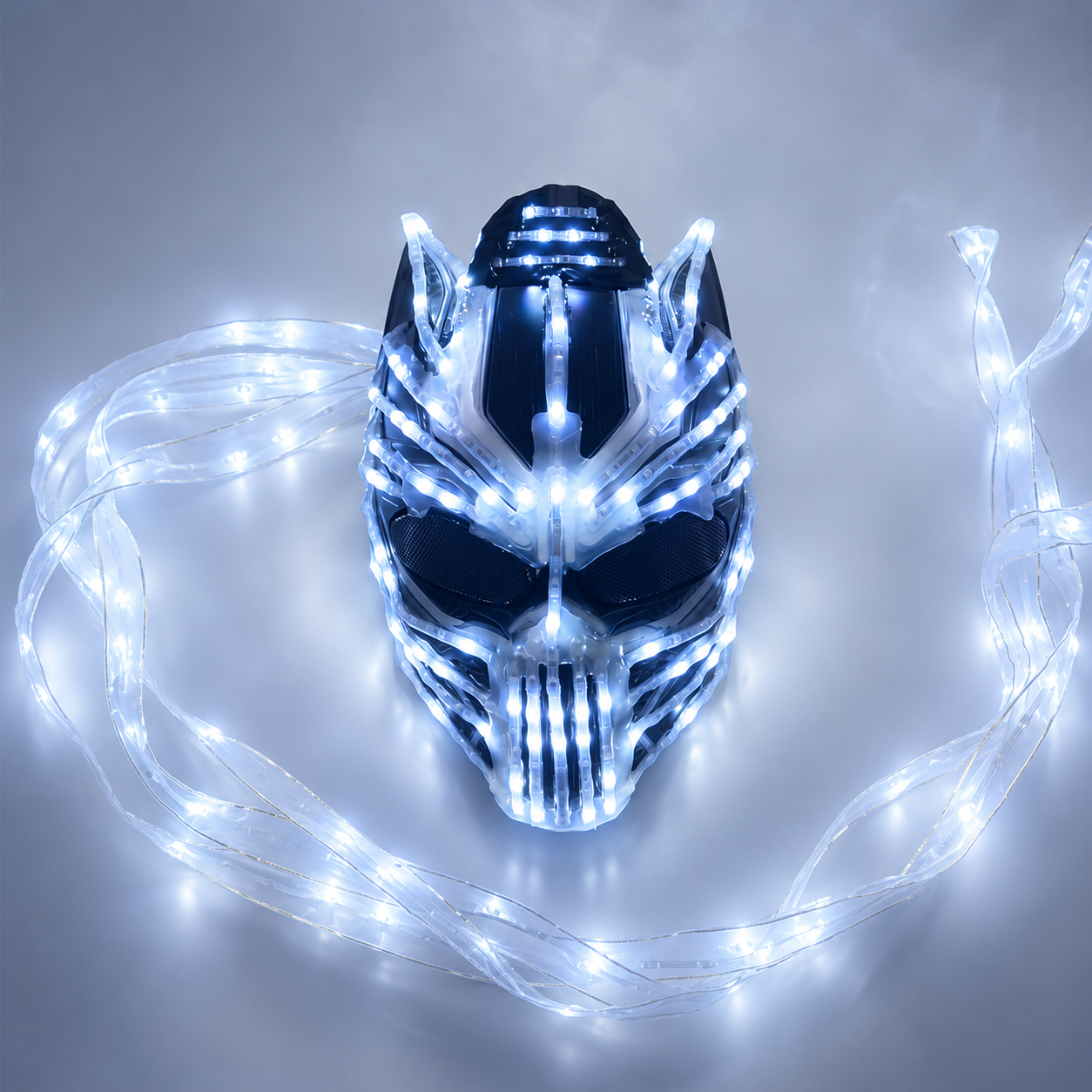 Female LED Helmet Monster Luminous Hat Light Illusion Cat Woman Black Panther Mask for Performance LED Robot Performance