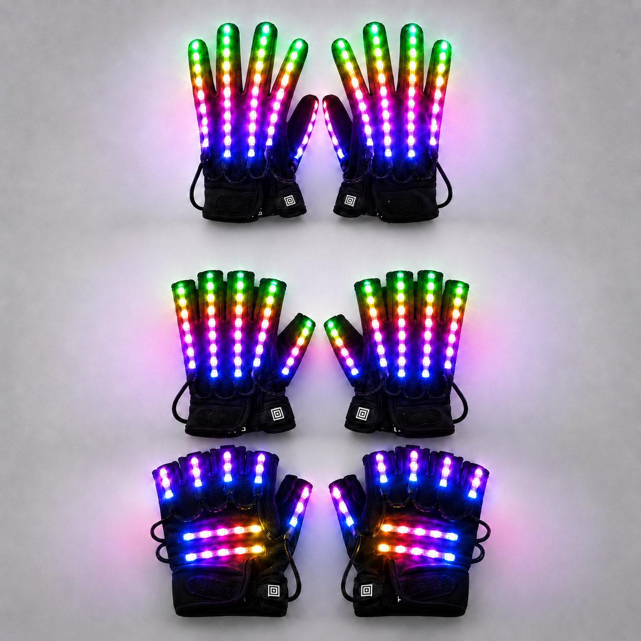 Guantes intermitentes que brillan en modo 360, rayo de luz LED, manopla con iluminación para los dedos, guante brillante, gafas, disfraz brillante para escenario 