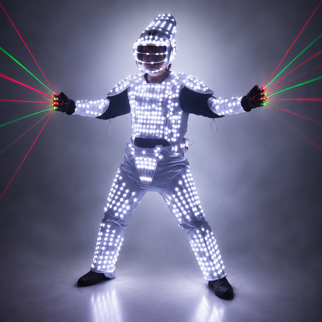 Pixel LED Lights Jacket Coat Stage Dance Costume Tron RGB Light Up Stage Suit Robot Outfit Group Dance Performance