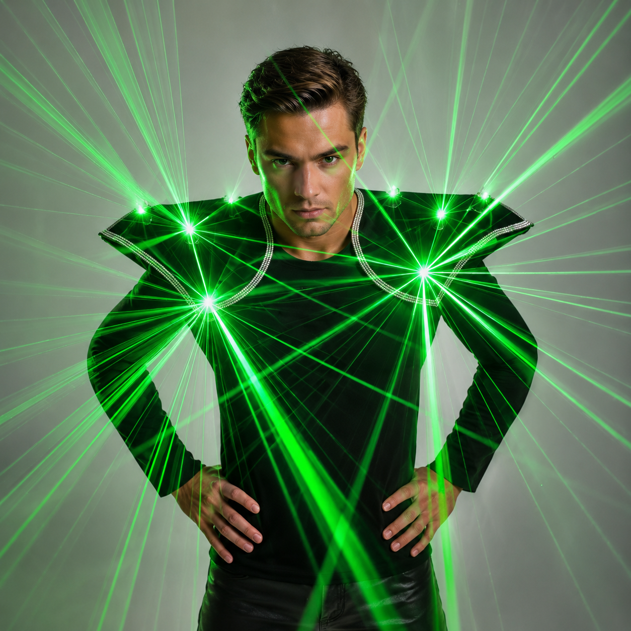 Colorful Laser Light Up Vest - Green Red Blue Shoulder Waistcoat for Dance Robot Fancy Dress