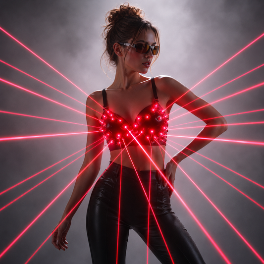 Fashion Red Laser Luminous Bra for Stage Performers and Nightclub Dancers