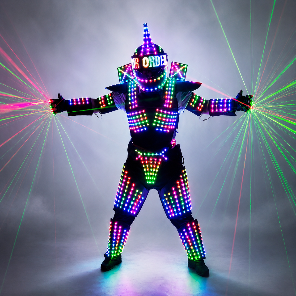 Full Color LED Robot Suit Stage Dance Costume Tron RGB Lighted Luminous Outfit Team Wears Cosplay Dress Vest Disco