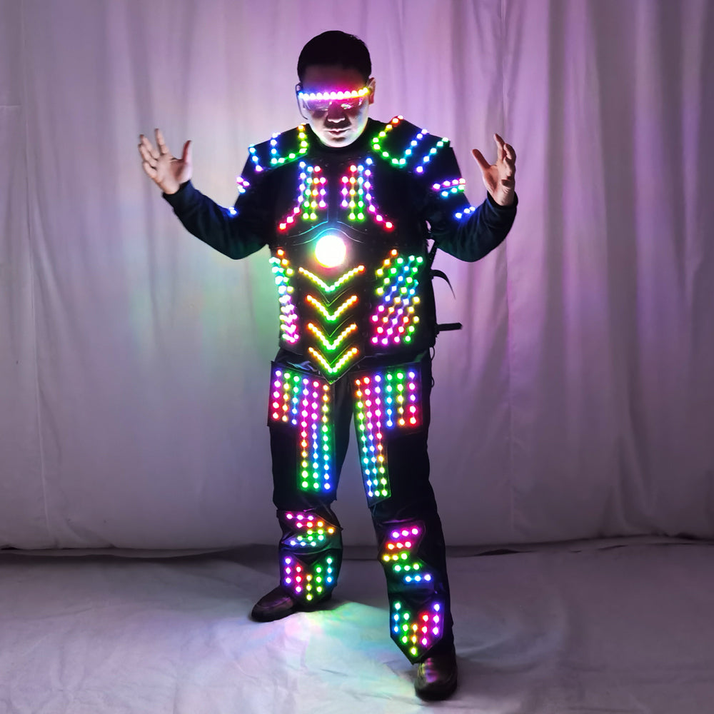 Luminous LED Armor Suit - Light Up Glowing Jacket for Professional Performances
