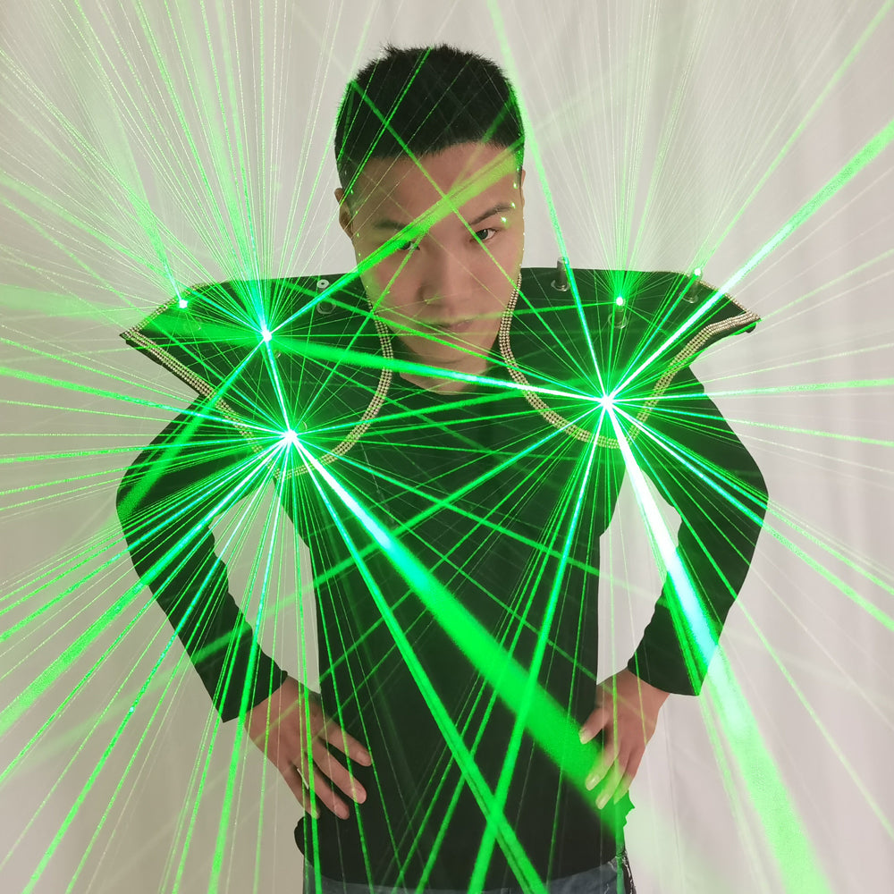 Colorful Laser Light Up Vest - Green Red Blue Shoulder Waistcoat for Dance Robot Fancy Dress - Temlaser.net