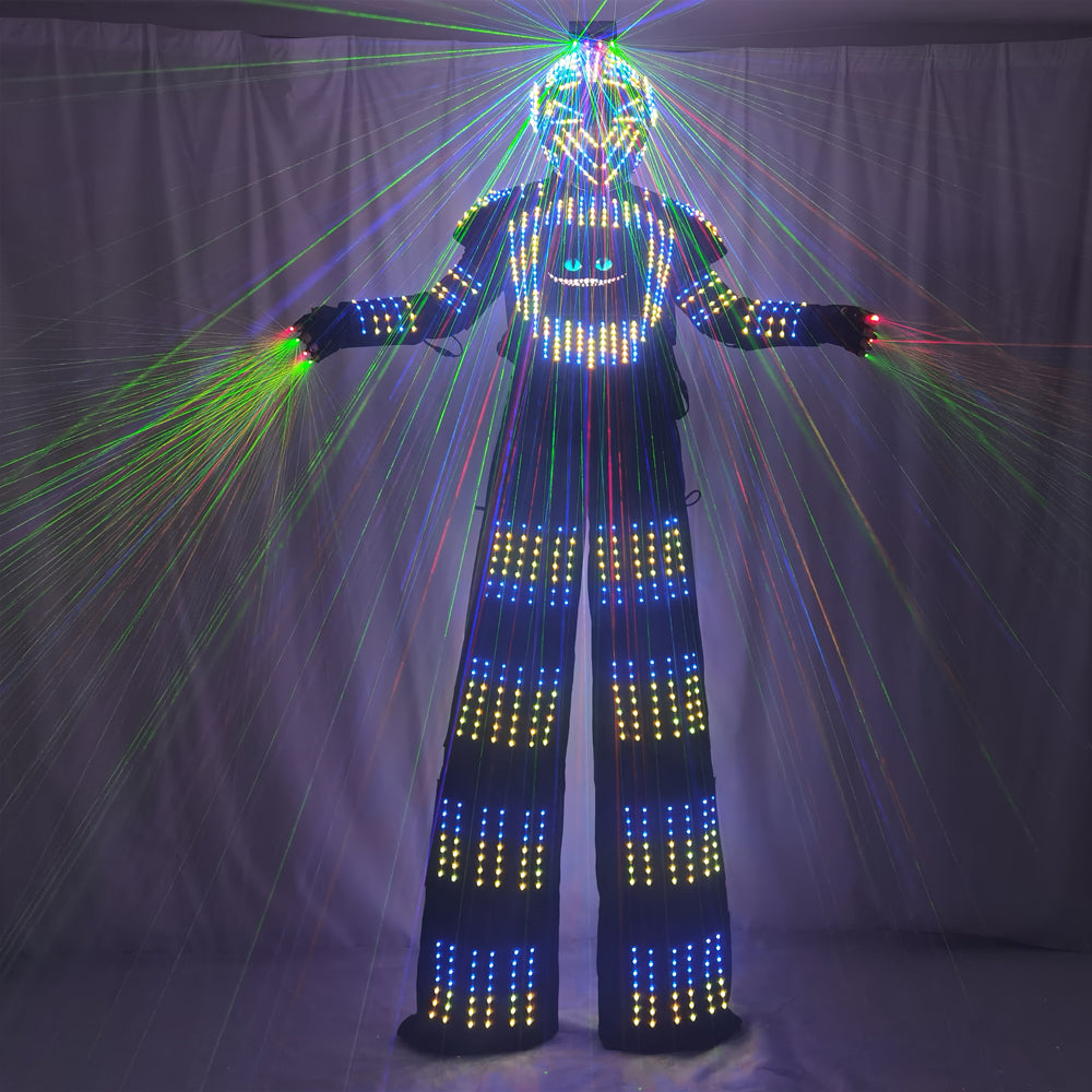 David Guetta Style LED Robot Suit - Luminous Stilts Walker Stage Parade Performance Costume - Temlaser.net