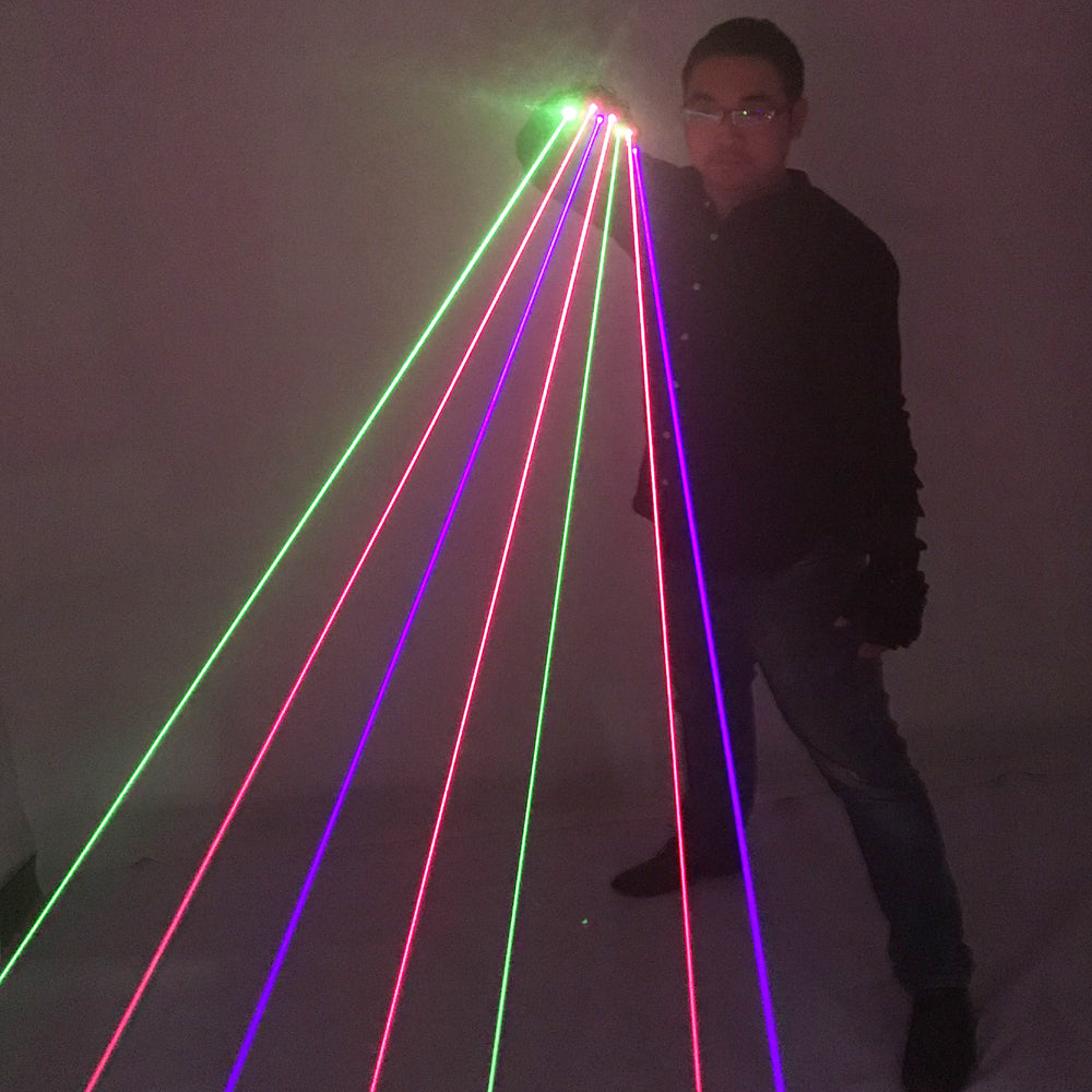 Guanti laser RGB con 7 pezzi Laser 2Green + 3Red + 2Violet Stage blu guanti per DJ Club Party Show