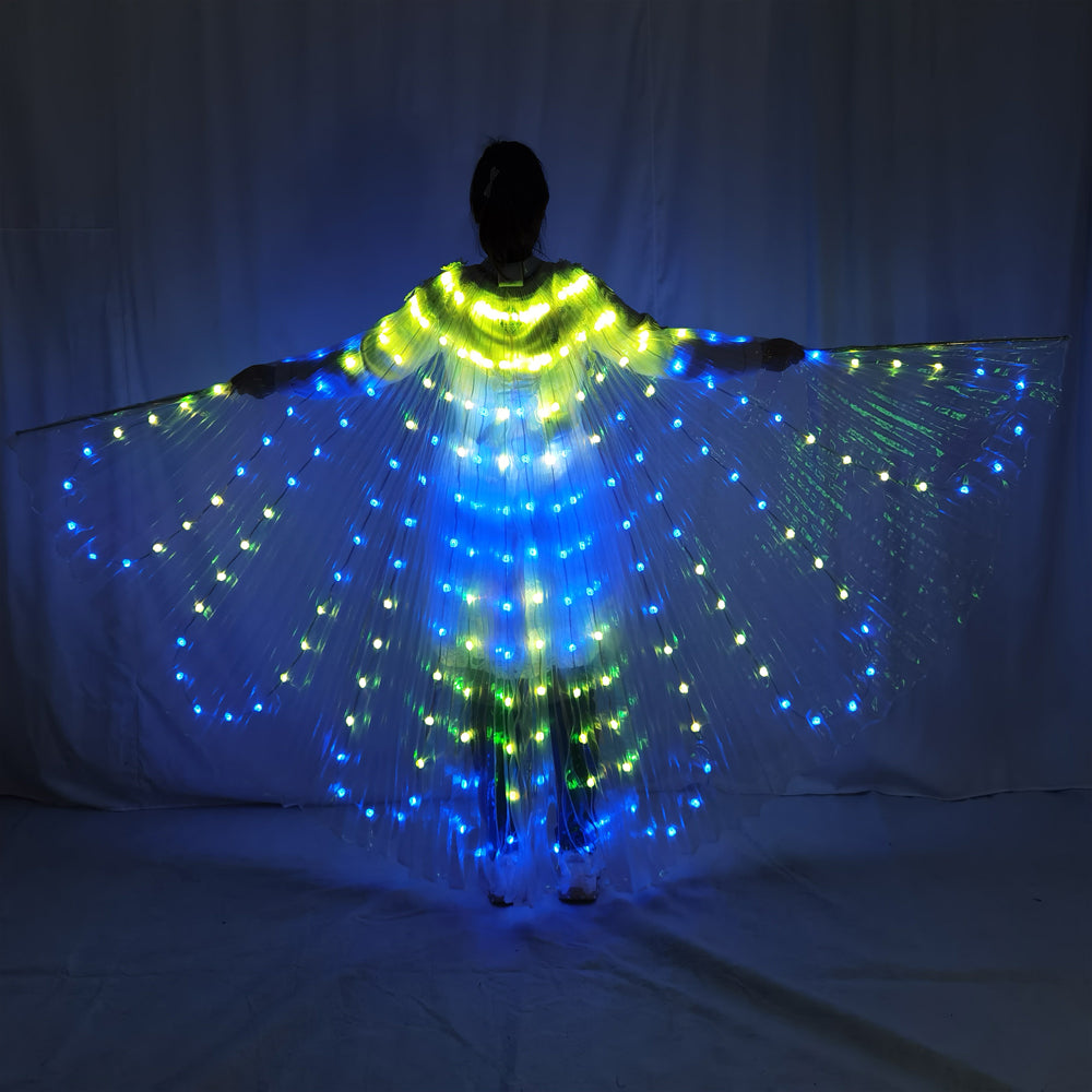 Colorful LED Belly Dance Wings – Popular Glowing Dance Prop with Control Stick - Temlaser.net