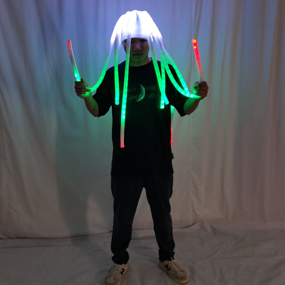LED Jellyfish Hat Luminous Headdress for Parties, Dance Teams, Gogo Shows, and Bar Performances - Temlaser.net